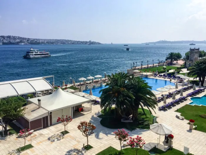 View To Bosphorus from Luxury Hotel Room Balcony. Istanbul, Turkey ...